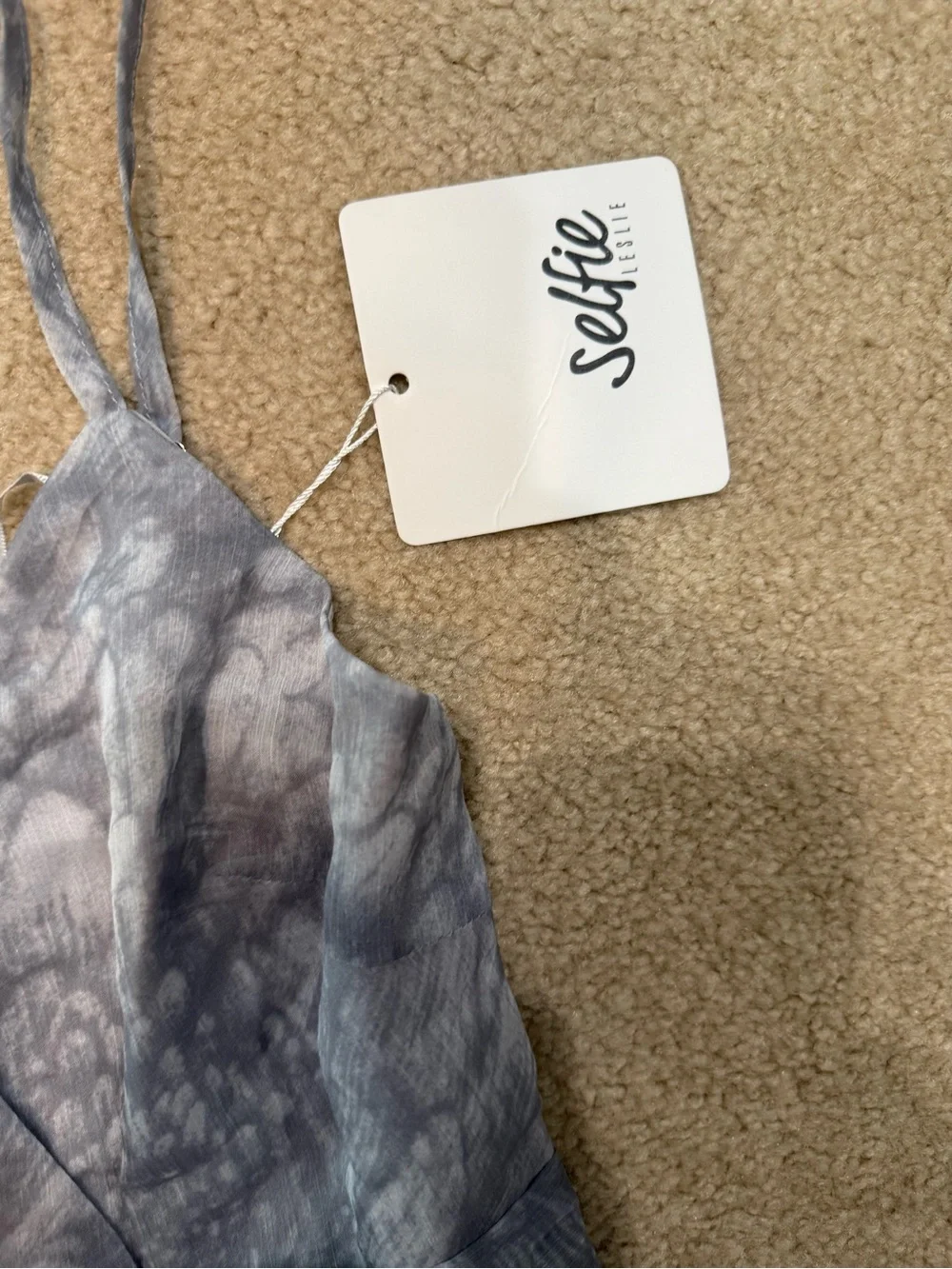 Selfie Leslie Gray Tie-Dye Ruffle Sundress